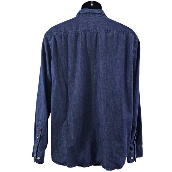 Adam Levine Men’s Blue Denim Button Up Long Sleeve Shirt - Size Large - Picture 2 of 13